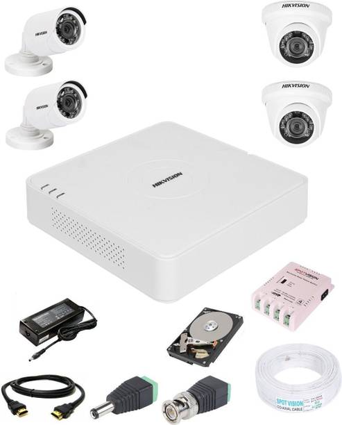 HIKVISION 4 Channal HD DVR 1080p 1Pcs,Bullet Camera 720P 2Pcs,Dome Camera 720 2Pcs,1 TB Surveillance Hard Disk with 3 year warranty, Security Camera