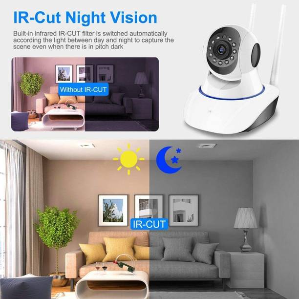 OSHSIZ WiFi 360° Triple Antenna Night Vision Motion Alert 2-way Audio SD Card Recording Security Camera