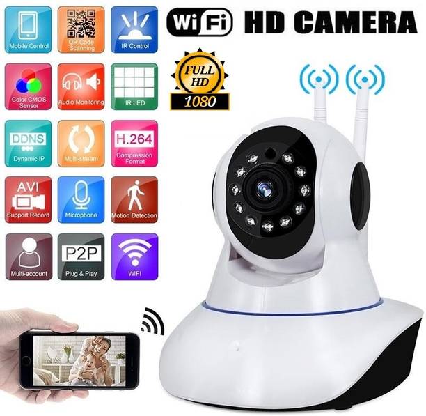 OSHSIZ Wi-Fi Full Ultra HD CCTV Wireless Bulb Shape Camera 1080p V380 Pro Indoor 360° Security Camera