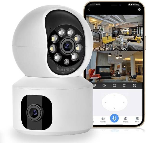 Finicky World DUAL LENS WiFi 360 Camera Full HD 4mp CCTV Night Vision Motion Sensor 2Way Audio Security Camera