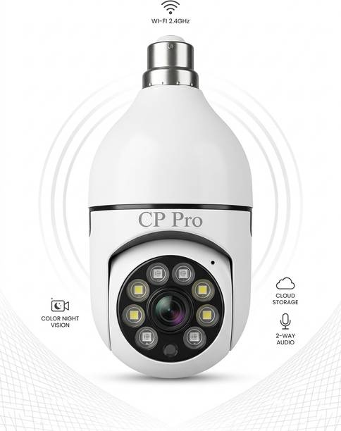 CP PRO Smart Wireless Wi-Fi Light Bulb Security Camera for Home & Shop | 360 Degree Vie Security Camera