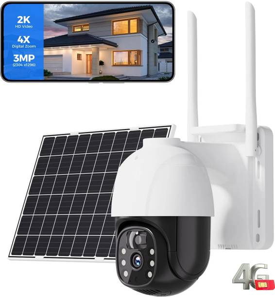 SIOVS 4G SIM Solar Security PTZ CCTV Camera Wireless 360° View Night Vision 2Way Audio Security Camera
