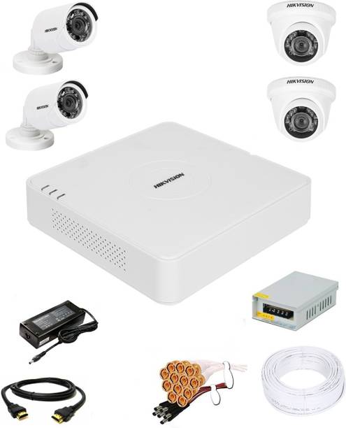 HIKVISION 4 Channal HD DVR 1080p 1Pcs,Outdoor Camera 720P 2Pcs,Indoor Camera 720 2Pcs Security Camera