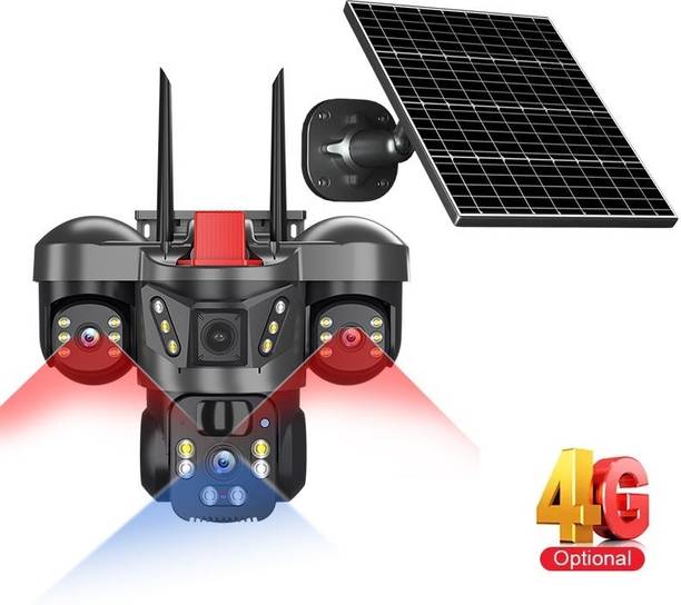 SIOVS SIM 3 Lens Camera Solar Powered PTZ 360° View 10X Zoom TwoWay Audio Night Vision Security Camera