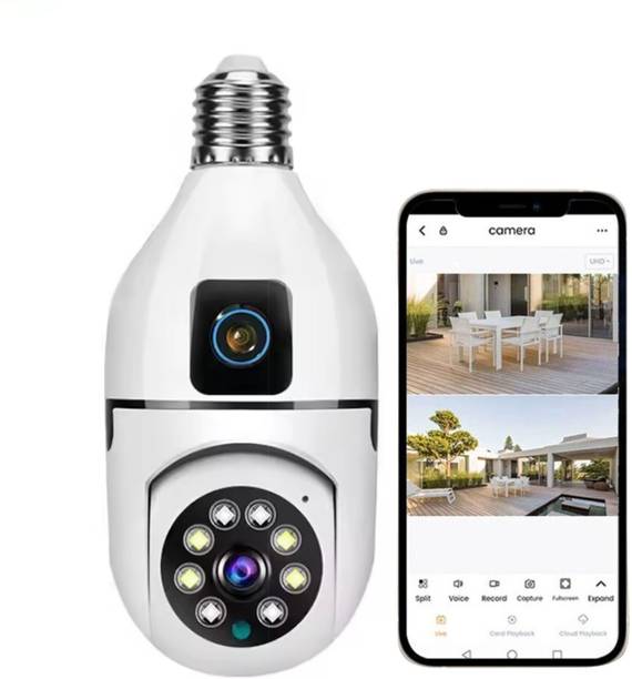 Grousale Dual Lens/Screen Bullet+PTZ Camera, 360° View, Color Night Vision Two Way Talk Security Camera