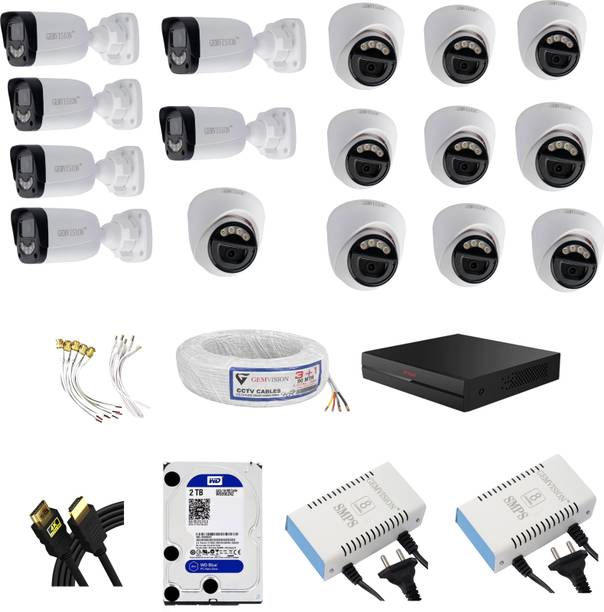 CP PLUS 3MP Color Night Vision CCTV Camera Set 6 Outdoor 10 Indoor color Vu With Audio Security Camera