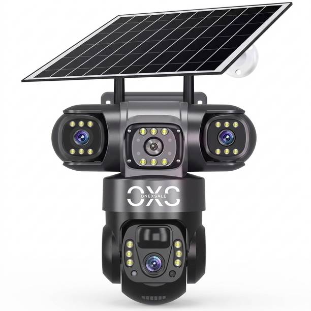 OneXsale 12+8+8MP Super 5G Solar Battery Powered 360° PTZ 3 Lens Night Vision Waterproof Security Camera