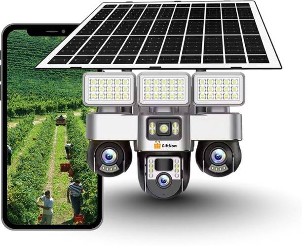 GiftNow 12+12+12MP 4G Sim Support Solar 3 lens PTZ Full HD Waterproof Color Night Vision Security Camera