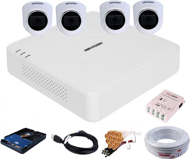 HIKVISION 4 Channal AcuSense Technology TURBO HD 4MP DVR,Indoor Audio Camera 1080P,AU-06 Security Camera