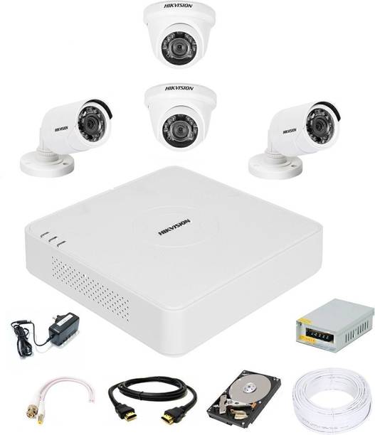 HIKVISION 4 Channal HD DVR 1080p 1Pcs,Outdoor Camera 1MP 2Pcs,Indoor Camera 1MP 2Pcs,Hard Disk 1Pcs,Wire bundle 1Pcs,Power supply 1Pcs,HDMI Cable 1Pcs,Bnc & Dc Connectors, Security Camera