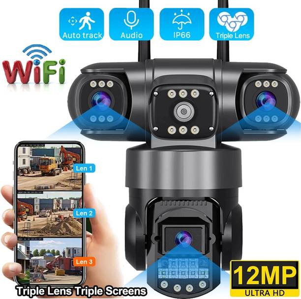 Divine creation WiFi Triple Lens CCTV | 3 Screen Monitoring | 6MP HD | Night Vision Security Camera