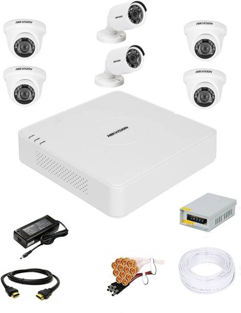 HIKVISION 8 Channal HD DVR 1Pcs,Outdoor Camera 720p 2Pcs,Indoor Camera 720p 4Pcs, Security Camera