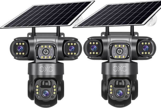 वनएक्सेल 12MP FHD Super (Pack of 2) 4G Solar Powered 360°View PTZ 3 Lens Night Vision सिक्योरिटी कैमरा