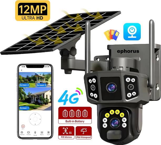 ephorus Solar Motion Detection Camera dual lens ptz 360° Smart AI 4G SIM Wireless CCTV Security Camera