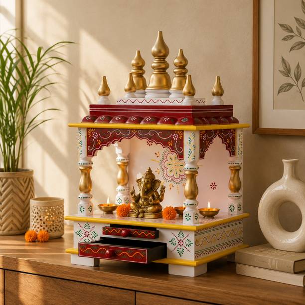 Flipkart Perfect Homes Studio Pooja Wooden Mandir Solid Wood Home Temple