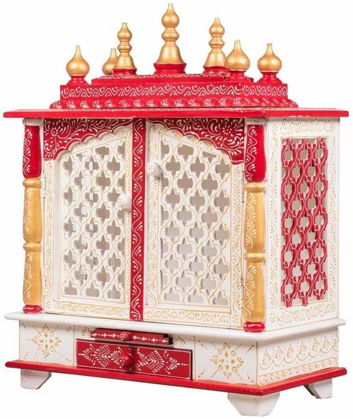 FurniGully (Mandir) Temple for Home Pooja, Arti, Unique Design Temple for Home and Office Solid Wood Home Temple