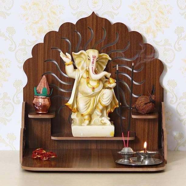 YIXT Wooden Wall Hanging Attractive Om Design Small Temple Engineered Wood Home Temple