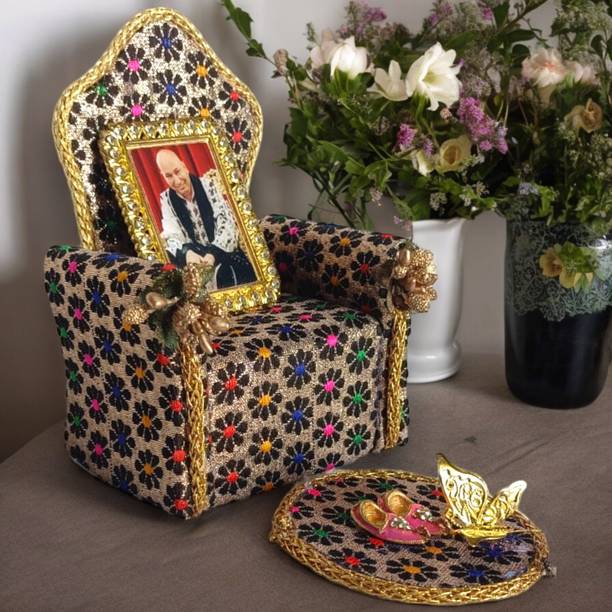 Tickle Cart Jai GURU JI | Singhasan Darbar with Guruji Swaroop, Charan Paduka with Mat | Solid Wood Home Temple