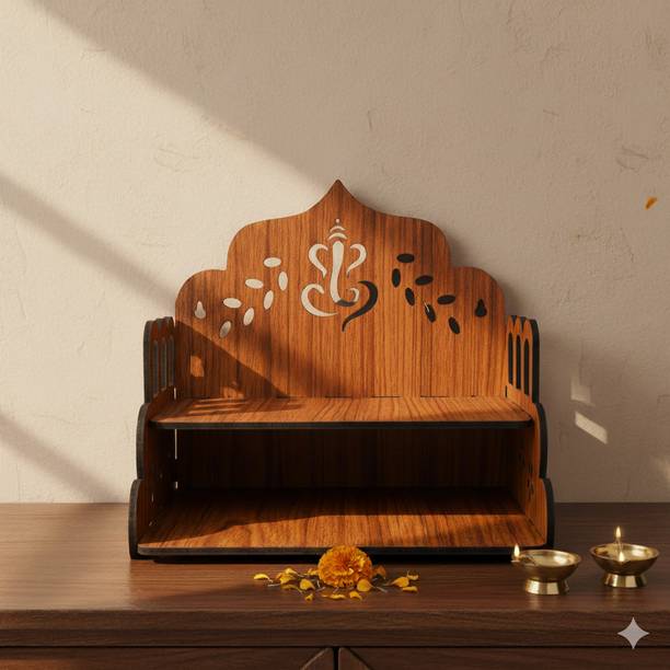 MSK Craft Ganesha themed Engineered Wood Small Pooja Ghar Engineered Wood Home Temple