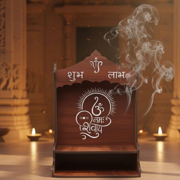 Echowood Wooden Pooja Mandir with Elegant Finish for Home Solid Wood Home Temple