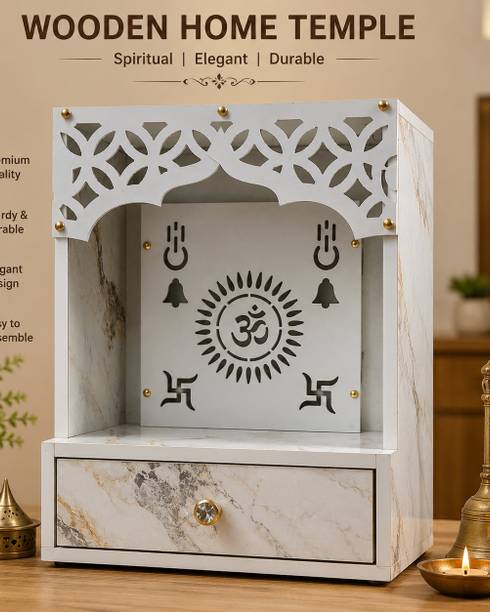 ADEES DECOR WOOD TAMPLE Marble Finish Engineered Wood Home Temple