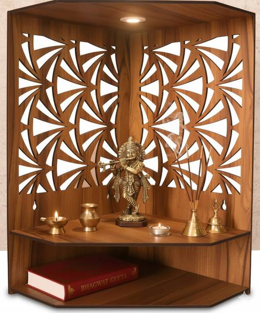 Gojeeva Engineered Wooden LED Temple Handcrafted Design Pooja Mandir for Home & Office Engineered Wood Home Temple