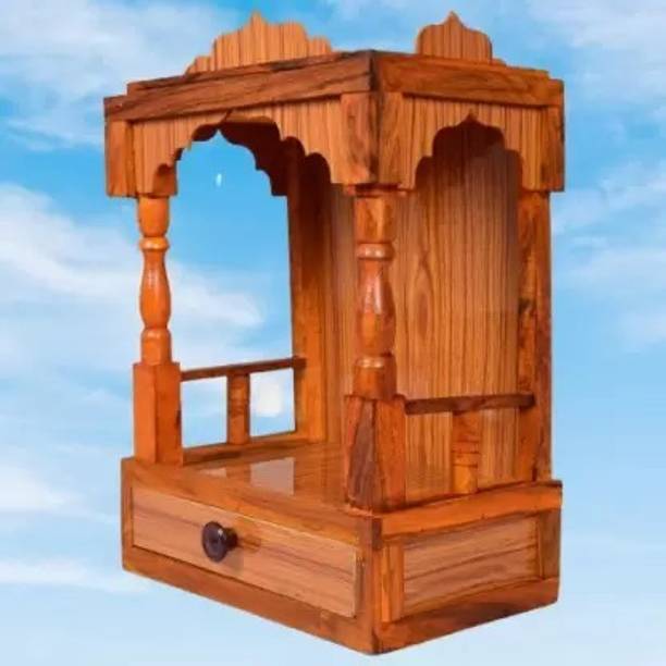 mega star God Pooja Ghar/mandir /Temple (H.45cm L.22cm W32cm. ) Solid Wood Home Temple
