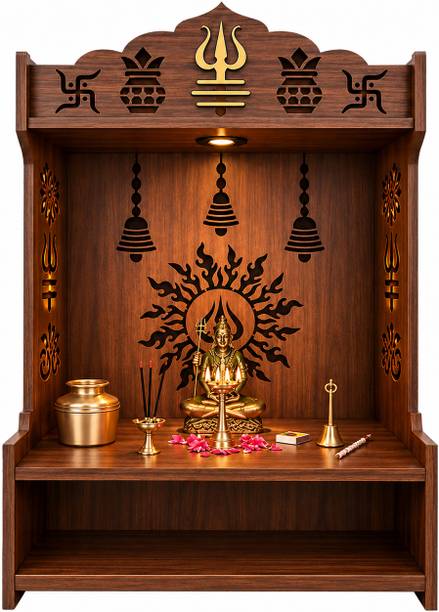 m.s enterprises AANIBH Premium Shiv Ji Wooden Pooja Mandir Engineered Wood Home Temple