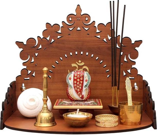 DREZII Mantra Art Plywood Small Wooden Temple For Home Office Engineered Wood Home Temple