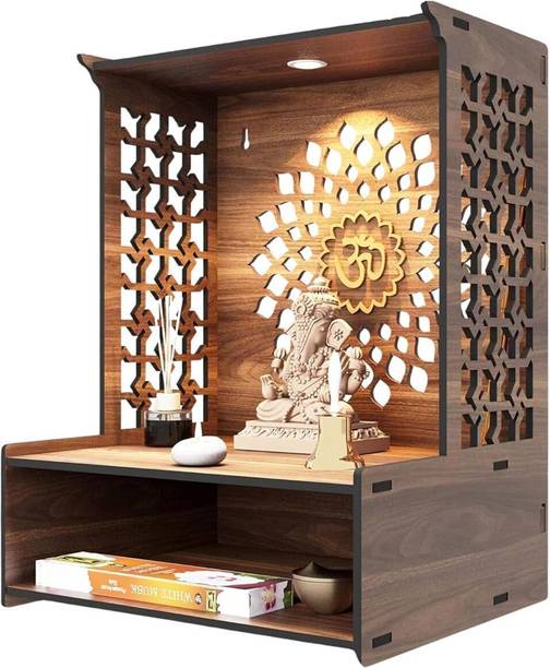 Chitraksh Engineered Wood Hand Crafted Pooja Mandir for Home & Office, Wall Mounted Engineered Wood Home Temple