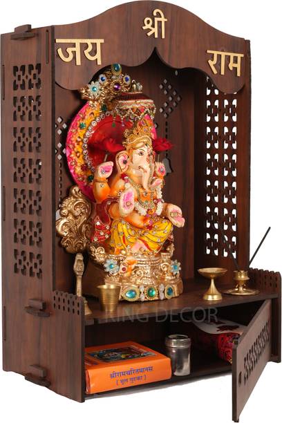 FurniGully multipurpose smart temple wall decor item god mandir modren Engineered Wood Home Temple