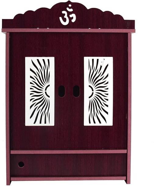 LAKHAJI Wooden Brown OM Design|Handmade Temple|Temple|Puja mandir|Mandapam|Solid Home Engineered Wood, Solid Wood Home Temple