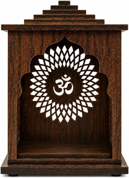 Rebirth Om Design Wooden Pooja Mandir for Home Decor Engineered Wood Home Temple