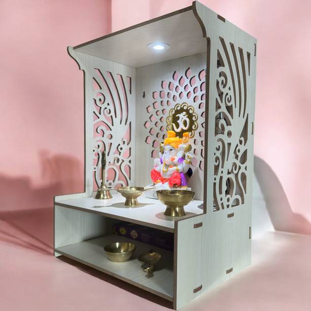 HOODWIN Pooja Mandir Temple Home Office temple H- 15.5 L- 11.5 W -11 In Home Temple Engineered Wood Home Temple