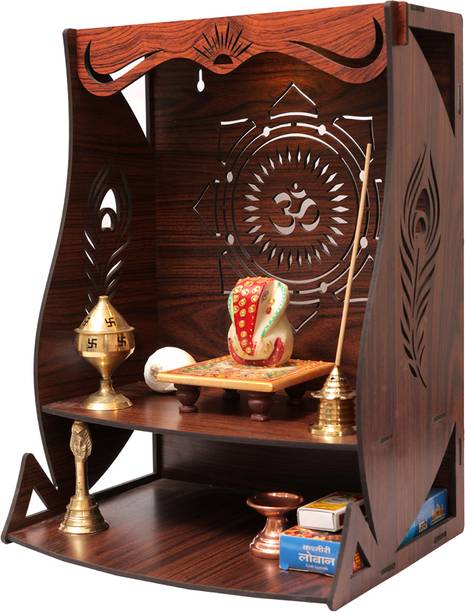 Real Wood Art Wooden Wall Hanging Tej Mandir Dark Brown Temple For Home,office. Solid Wood Home Temple