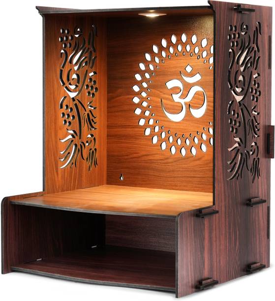 moreyaji Wooden Pooja Mandir for Home with LED Light | Modern Designer Temple Engineered Wood Home Temple