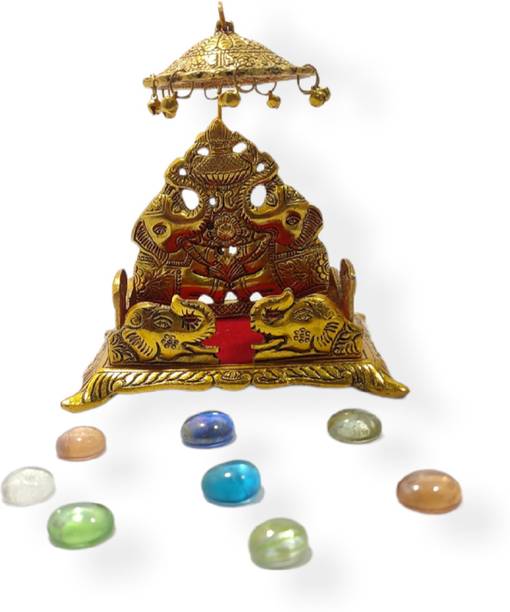 trendsetters creation Trendsetters Handcrafted Singhasan for Laddu Gopal/Bal Gopal in Metal Gold Oxidized Finished Laddu Gopal Singhasan for Home Decor & Gifts Metal Home Temple (Height: 18, Pre-assembled) (10 cm x 8 cm x 18 cm) Metal Home Temple