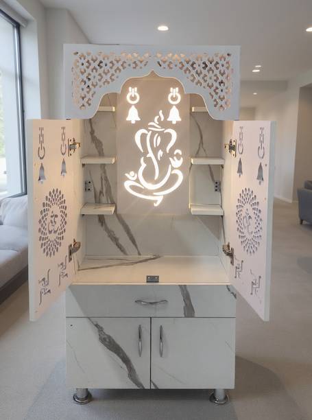 Flipkart Perfect Homes Studio Unique Temple for Home/Pooja Mandir with Led Light Engineered Wood Home Temple