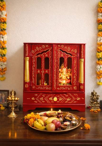 JAMWAIART Temple for Home Pooja, Arti Solid Wood Home Temple