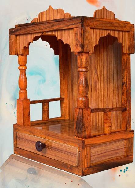 Infinitys Mandir for Pooja Home Decoration Wall Hanging Beautiful Wooden Plywood Temple Engineered Wood Home Temple