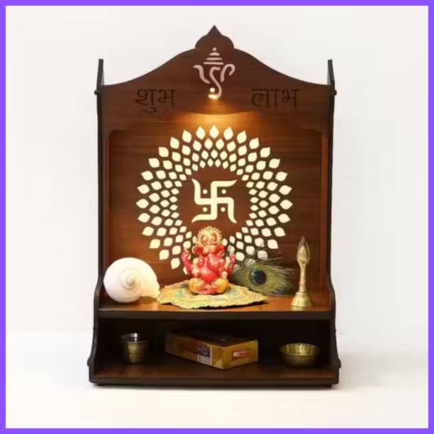 Echowood Handcrafted Wooden Home Temple for Pooja Room(Home_Temple-02) Solid Wood Home Temple