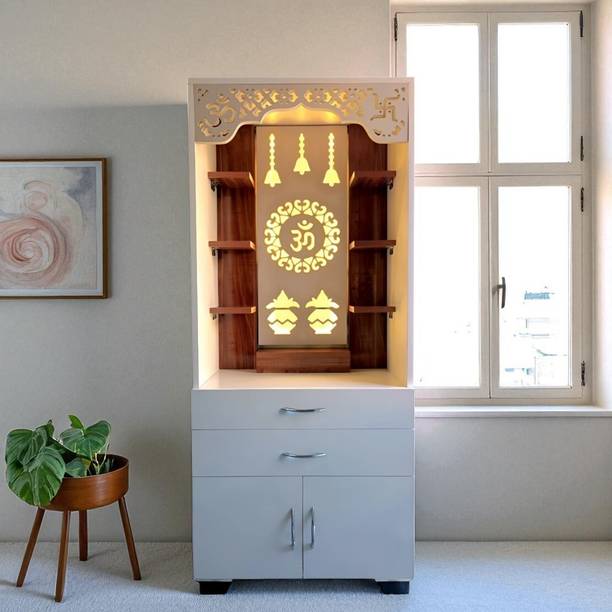 फ्लिपकार्ट परफेक्ट होम्स Prime Home Temple/Pooja Unit/Home Mandir/LED Light इंजीनियर वुड घर का मंदिर