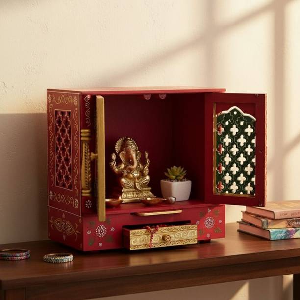 DATAART Temple for Home Pooja, Arti Solid Wood Home Temple Engineered Wood Home Temple