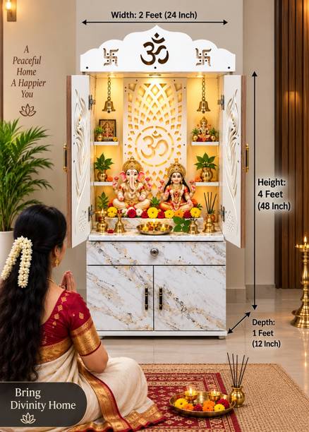 Hiya Engineered Wood, PVC Foam Board Home Temple (Height: 130, Pre-assembled) Engineered Wood, PVC Foam Board Home Temple