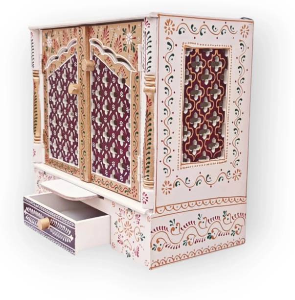Bhagwati Wooden Temple For Home/Wooden Puja Mandir For Home Engineered Wood Home Temple