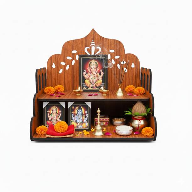 MSK Craft Ganesha themed Engineered Wood Small Pooja Ghar Engineered Wood Home Temple