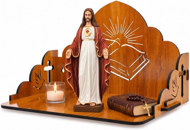 Suveharts Wall Hanging Temple|Christian Home Temple|Wooden Temple|pooja Stand-002 Engineered Wood Home Temple