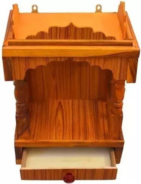 Gokul Dham Hari Om pooja mandir Temple size (Hight 45cm X Wright 32cm X length 22CM) Solid Wood Home Temple