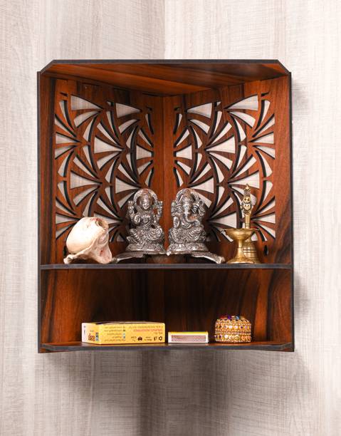 TrendyHouse Premium Wooden Unique Carved Pattern Devghar, Set-Top Box Stand Mandir Temple Decorative Showpiece  -  35.6 cm