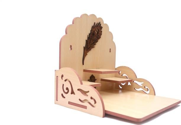 STASTORE Wooden Med Hindola Like a Temple for God Worship Lord Krishna Seat Red Gadi sinhasan. Handicraft and Modern Design sinhasan Made in MDF Wooden Home and Office Decor. Engineered Wood Home Temple